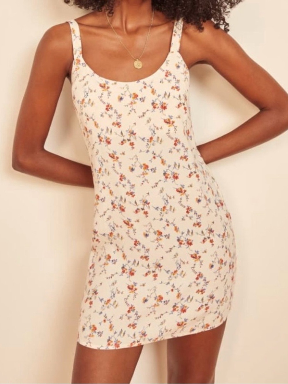 Reformation Pulglia‎ Mini Dress Size 4 Off White Floral Feminine Dainty Romantic